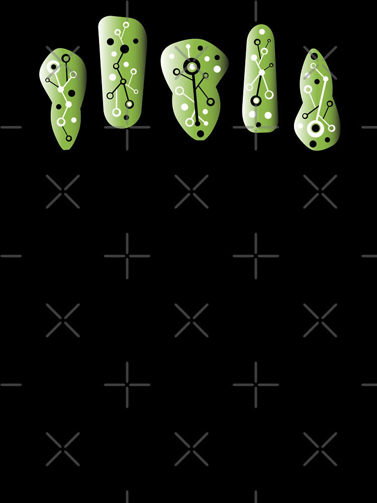 Mid Century Modern Trees // Version 3 // Green, Black and White by Elsy's Art