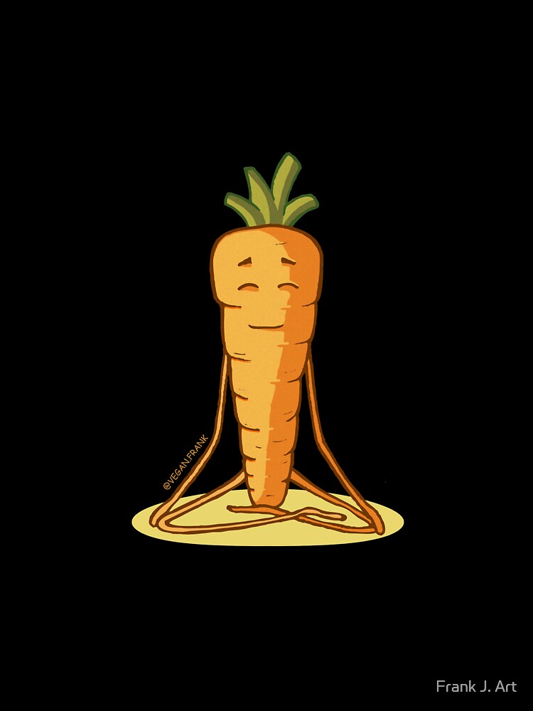 Cute yoga vegan veggies - carrot by Frank J. Art