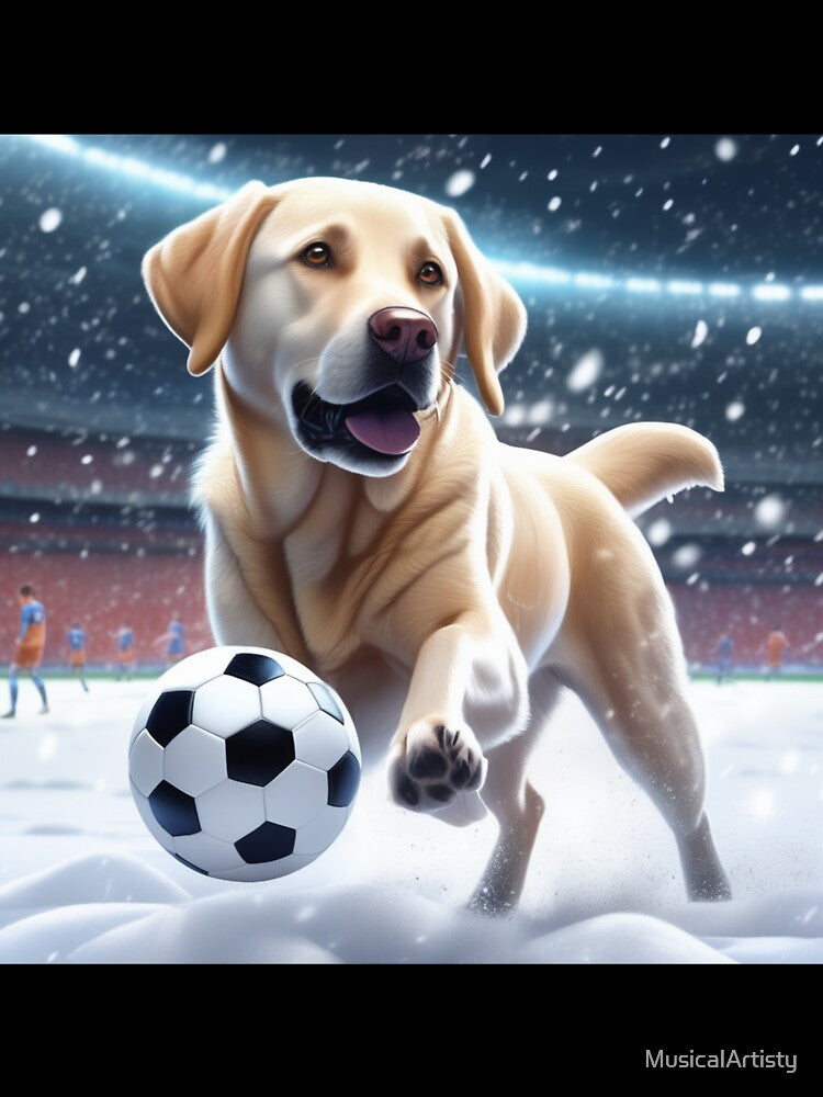 A Labrador Dog Playing Soccer/Football In The Snow by MusicalArtisty Unisex , , , Long Sleeve Tee