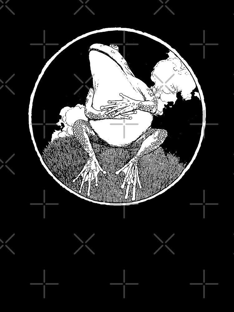 Cottagecore Frog Lover: Cute Grumpy Froggy under Full Moon, Melancholic Illustration with Moon Magic by MinistryOfFrogs