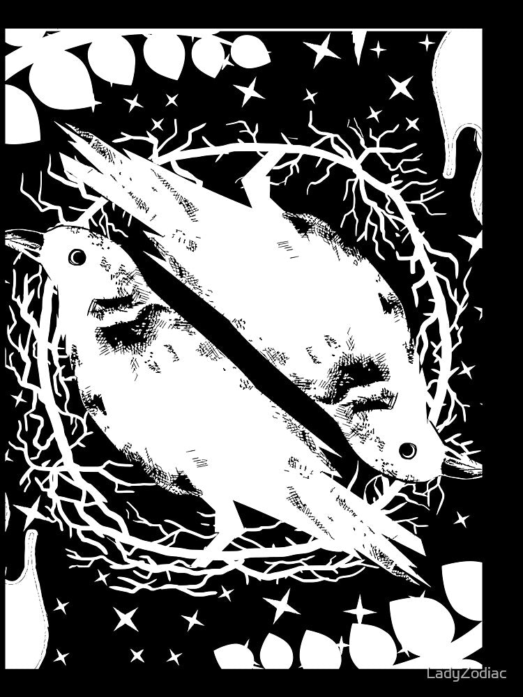 Flaming Ring Of White Raven Feathers by LadyZodiac
