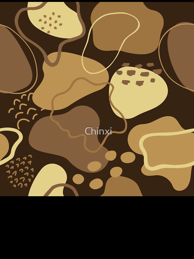Mid century abstract shapes pattern (brown earth tones on dark background) by Chinxi