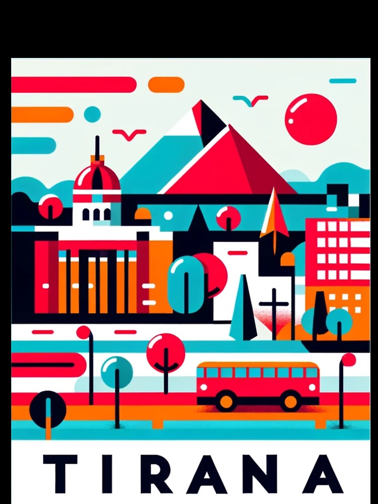 Tirana Modern Postcard by Printsincolor Unisex , , , Long Sleeve Tee