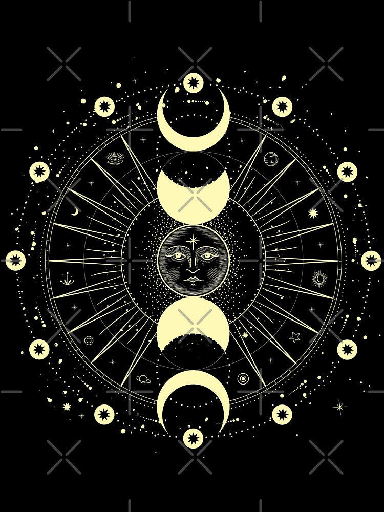 sun and moon celestial vintage art by cutecrazytshirt