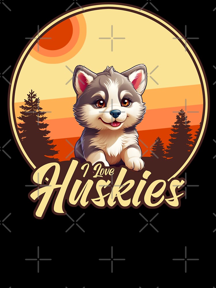 I Love Huskies - Vintage Sunset Design - Siberian Husky Lover by brindled