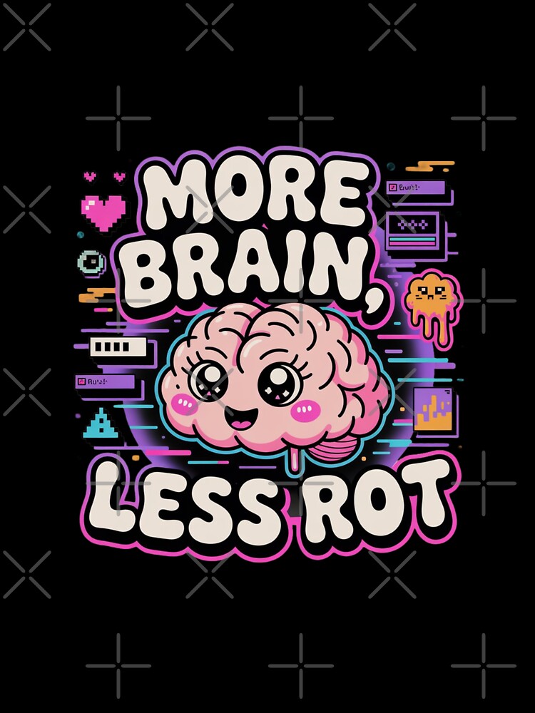 More Brain Less Rot Funny Programmer T-Shirt – Cute Kawaii Tech Humor Design for Coders, Gamers & Nerd Gift Buyers by GemBob Creations
