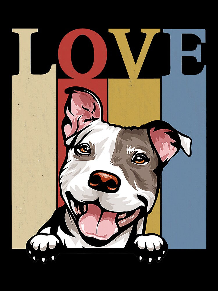 I Love My Pitbull Vintage Retro Funny Pitbull Dog Owner by JeffreyShultz