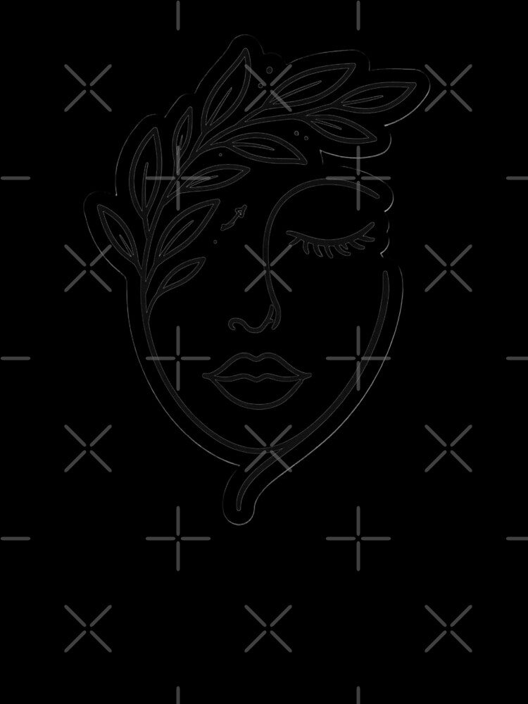 Minimalist Line Art Woman Face with Leaves | Elegant Aesthetic Botanical Portrait by Dasts Cart