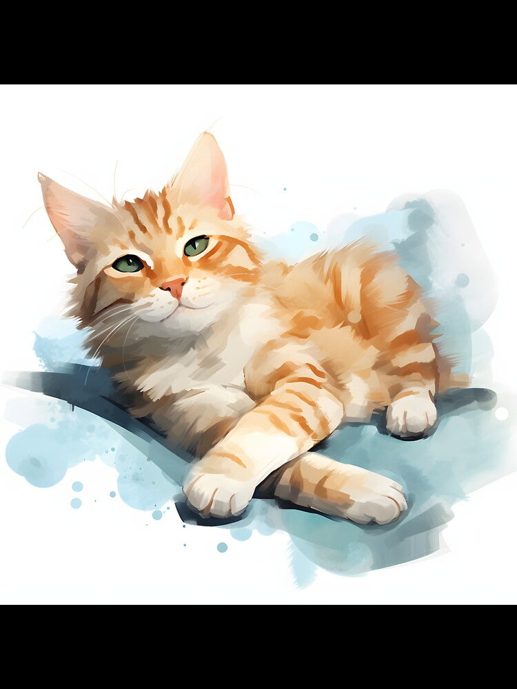 Watercolour Lazy Cat by AI-Ascendance