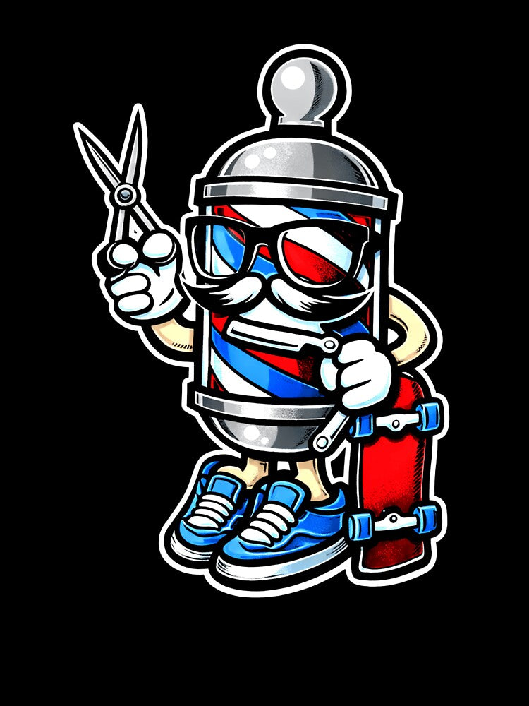 Funny Barber Mascot Cartoon Character Hair Stylist Design by msaloyach
