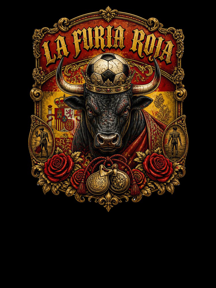 Spain Soccer Bull - La Furia Roja Vintage Matador Football Fan by 18-30 Unisex , , , Long Sleeve Tee