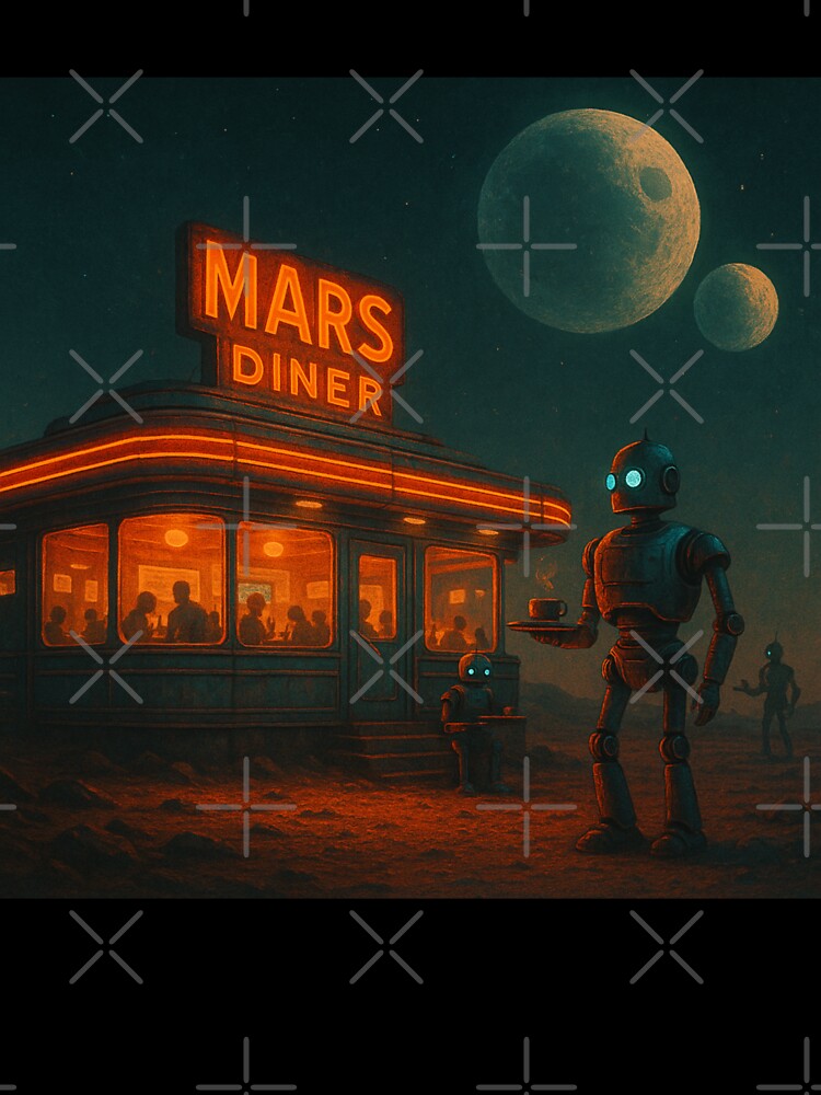 Retro Martian Diner – Robots Under Twin Moons by holaitssher