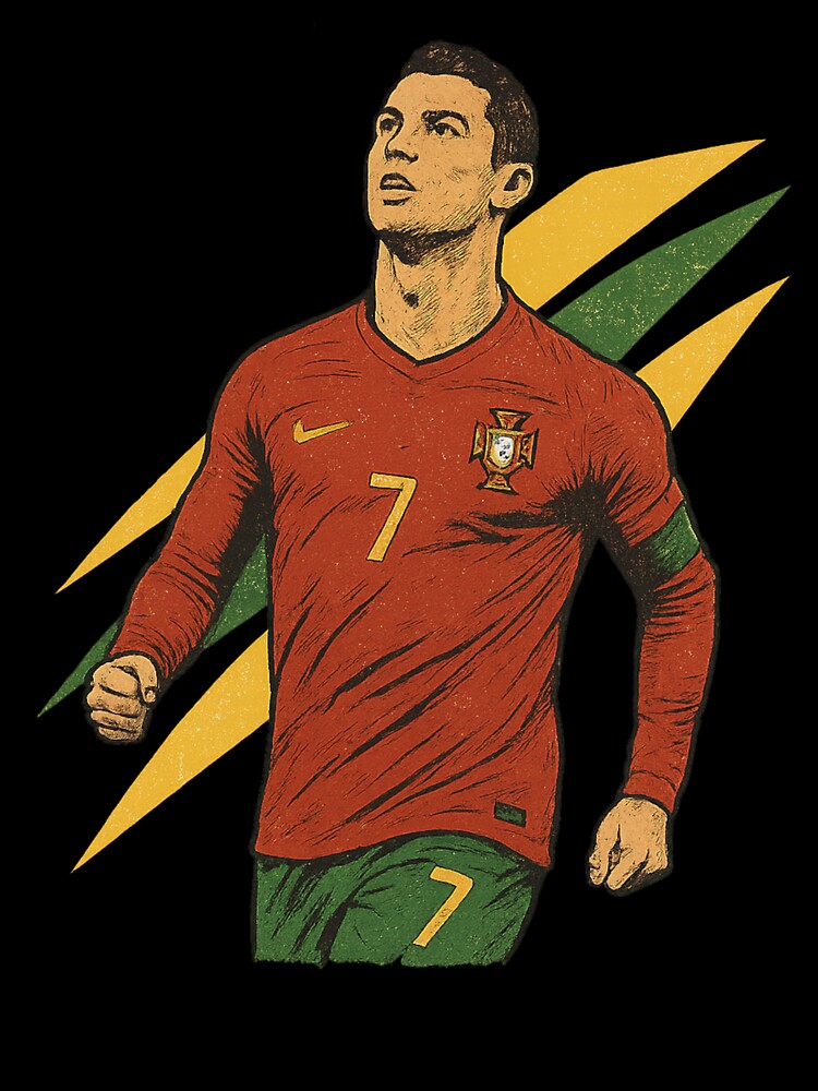 Cristiano Ronaldo Retro Portugal Football Art – Vintage Supporter Design by liondrifter Unisex , , , Long Sleeve Tee