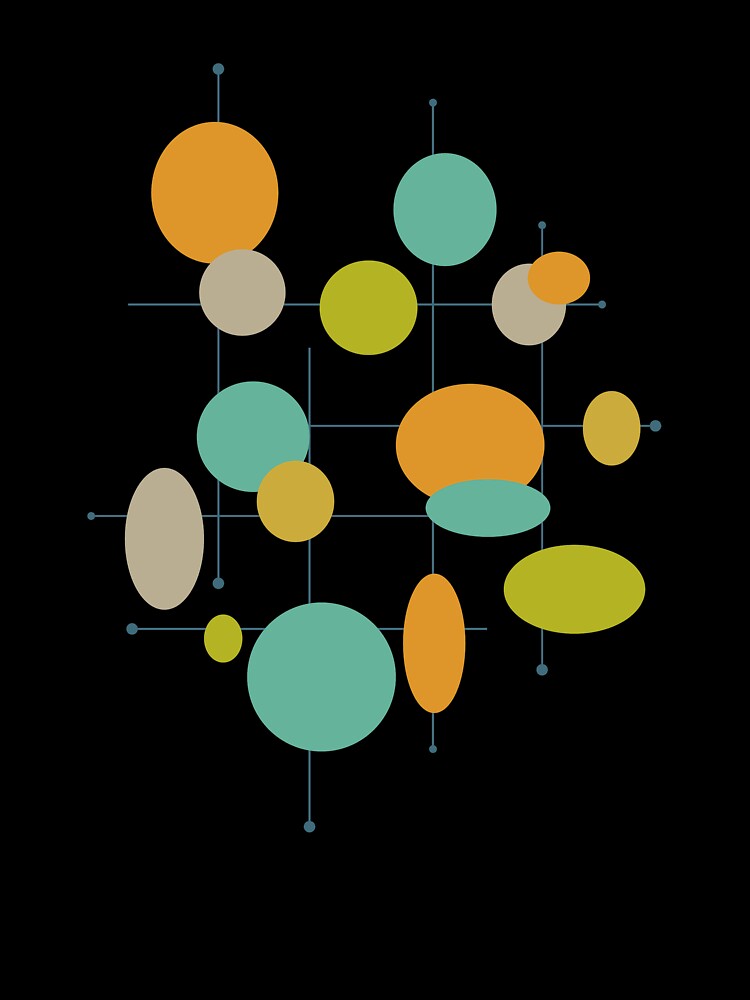 Mid Century Circles Orange Green Turquoise by Orchard Berry