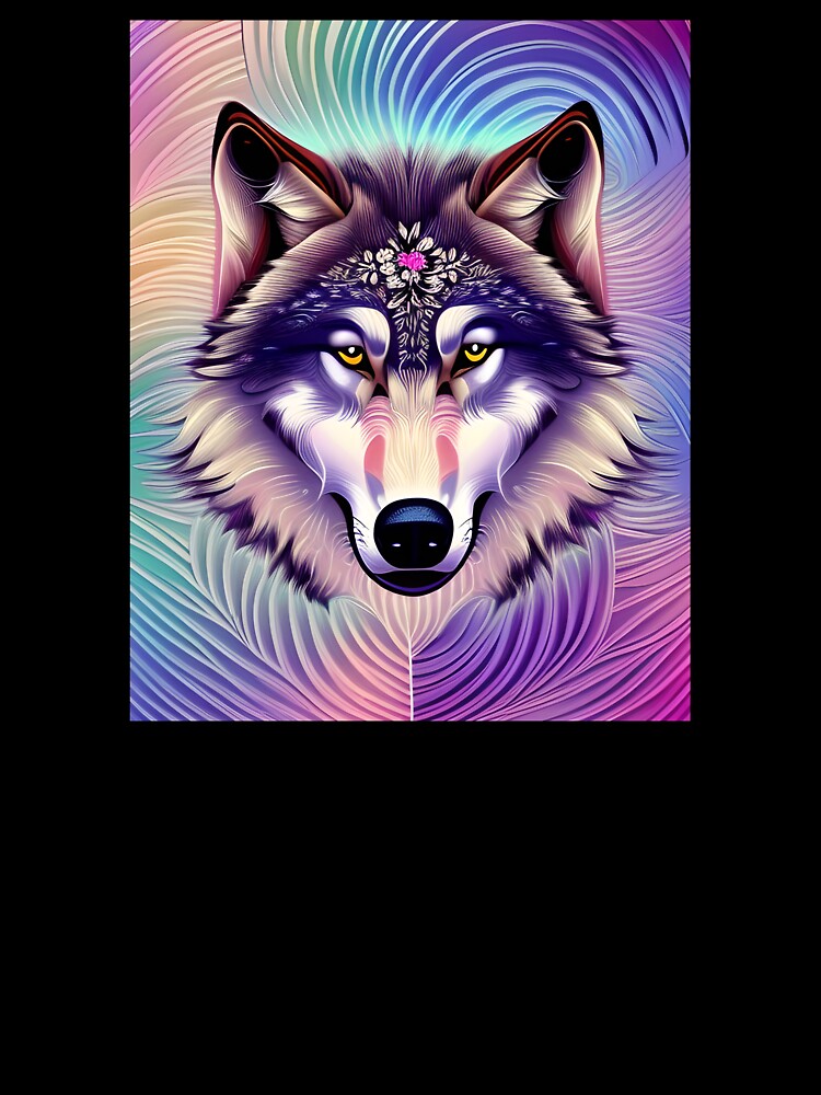 Psychedelic Pastel Wolf and Her Piercing Yellow Eyes by Stian Iversen