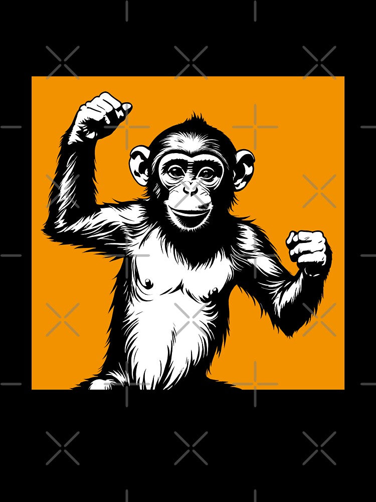 Monkey orangutan gorilla animal vintage retro cool art by anrecat