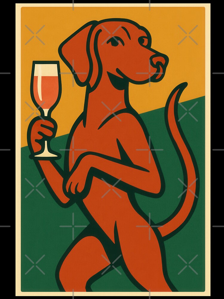 Vizsla Geometric Rosé Wine Poster Illustration by Flying Doggo