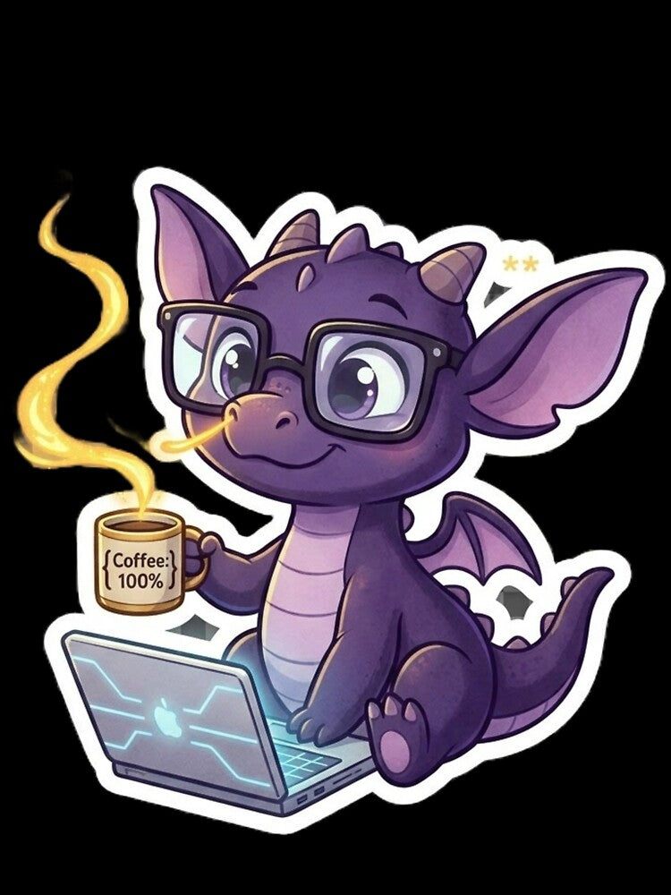 Cute Coding Dragon - Compiling With Fire Cartoon Sticker by MZAgency