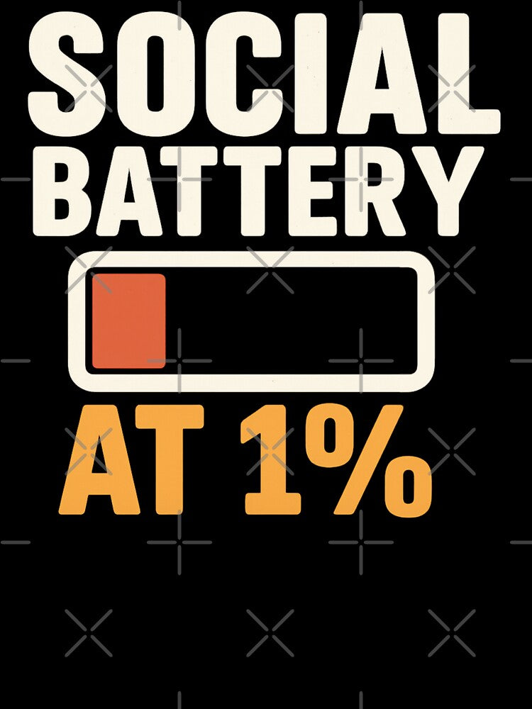 Social Battery at 1% – Introvert Low Energy Retro Internet Humor by Mad Factory Designs