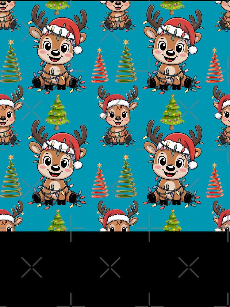 Sweet Reindeer and Decorative Trees Christmas Design by Grang Art Artistic Designs
