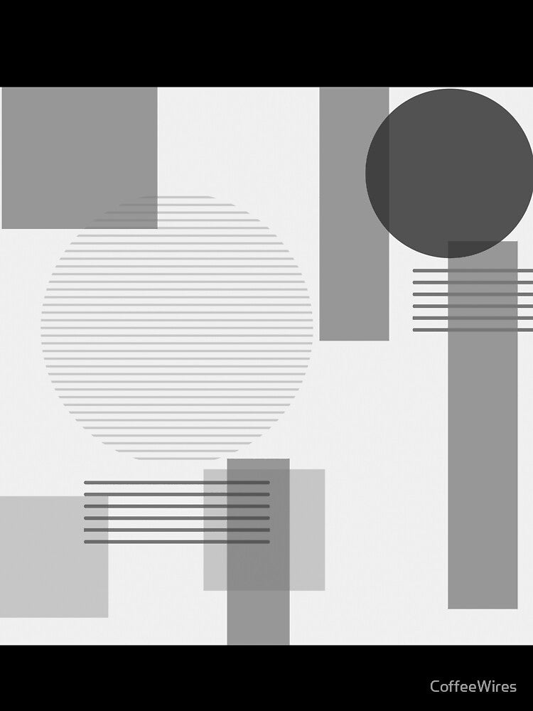 Black and White Tones Squares and Circles, Greyscale by CoffeeWires
