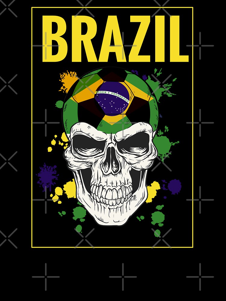 Brazilian Soccer Player Brasilia Skull Football by anziehend Unisex , , , Long Sleeve Tee