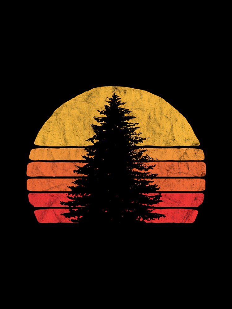 Solitary Pine Tree Sun - Vintage Retro Outdoor Graphic by TomAScott27