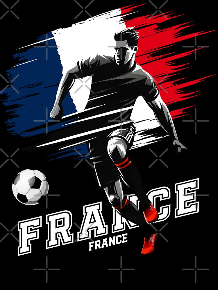 Football Soccer France French Flag Banner Player Silhouette by Infinitee8hirts Unisex , , , Long Sleeve Tee
