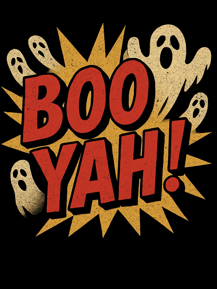 Vintage Boo Yah! Halloween Design – Retro Horror Ghost Poster Style by NovivoPrints