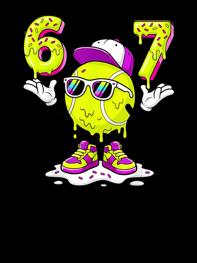 6 7 Tennis Ice Cream Drip Funny Meme Character Retro Style by WayTBeenkenArt