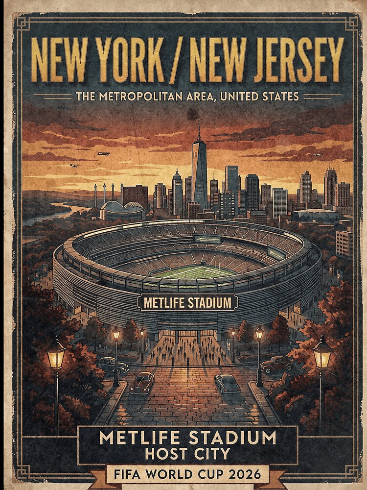 Retro MetLife Stadium Poster by Fictional Ink Society Unisex , , , Long Sleeve Tee