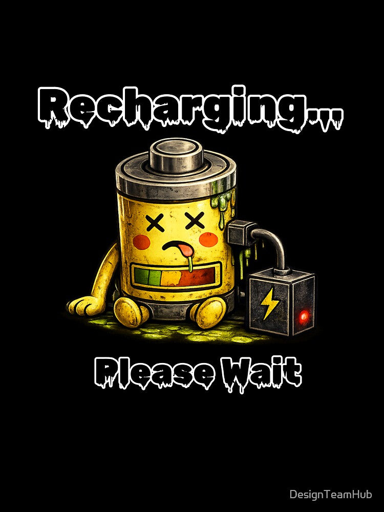 Recharging Please Wait Shirt – Social Battery Low Funny Introvert Aesthetic Tee by DesignTeamHub
