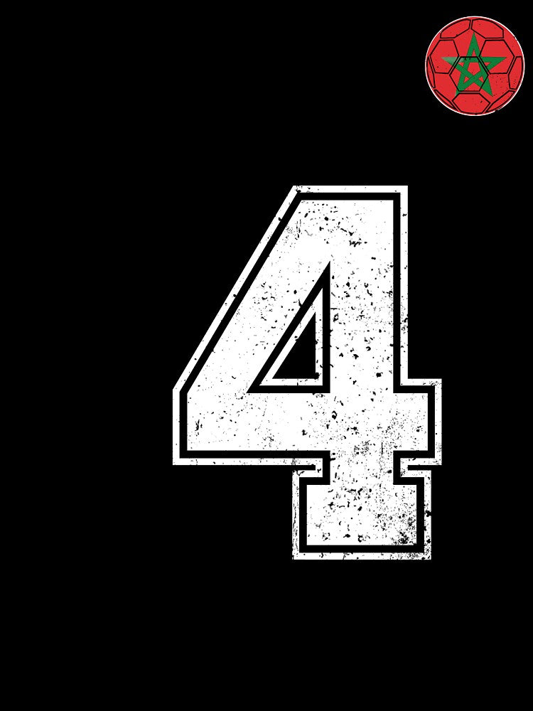 Morocco Soccer Number 4 Vintage Sports Fan by OliviaHayesArt Unisex , , , Long Sleeve Tee
