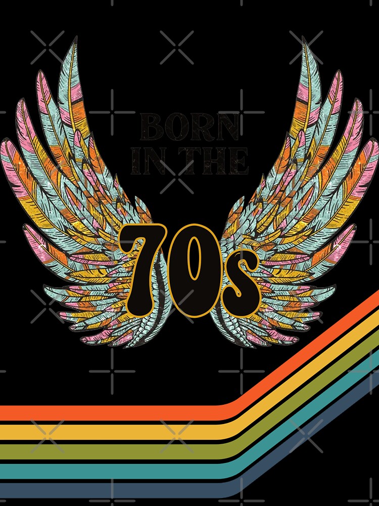 Born in the 70s geometric abstract pattern retro stripes with wings by MagicStrawberry
