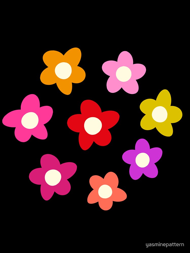 Retro Groovy Colorful Hippie Flowers by Yasminepatterns
