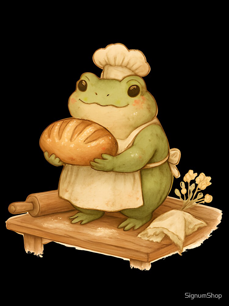Cottagecore Frog Baking Sourdough Bread by SignumShop