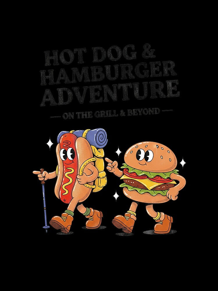 Hot Dog Hamburger Adventure On The Grill Retro by HoopeStylee