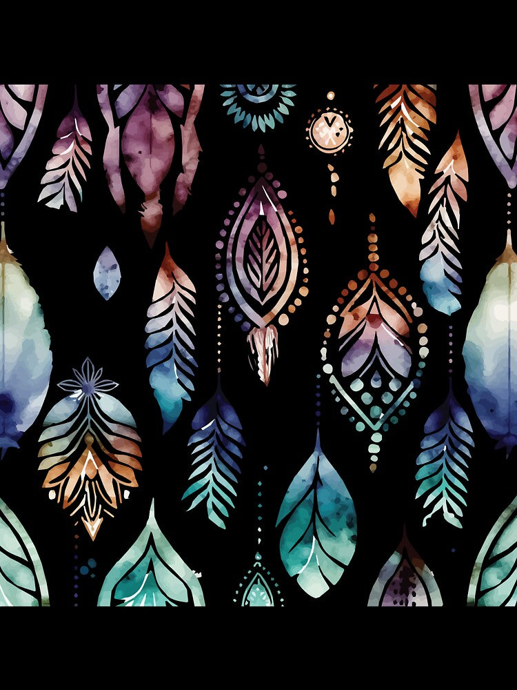 A Delicate Feather Bohemian Watercolor Print - Boho Chic Patterns by GVRDesign