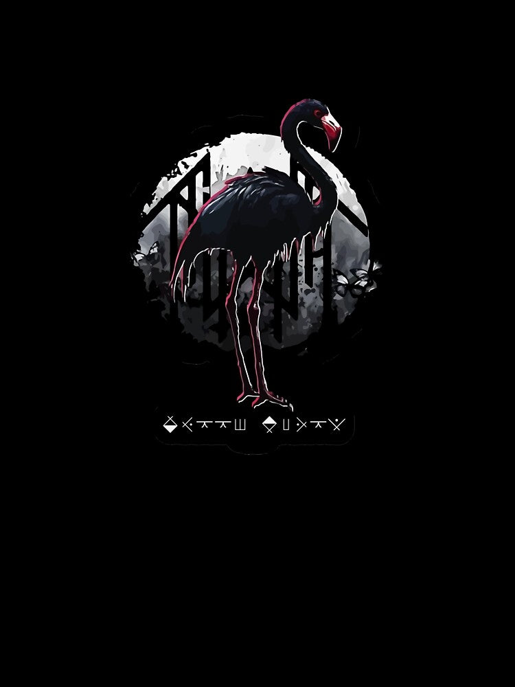 Black Flamingo Full Moon Rune Alphabet Artwork by qubikzindez