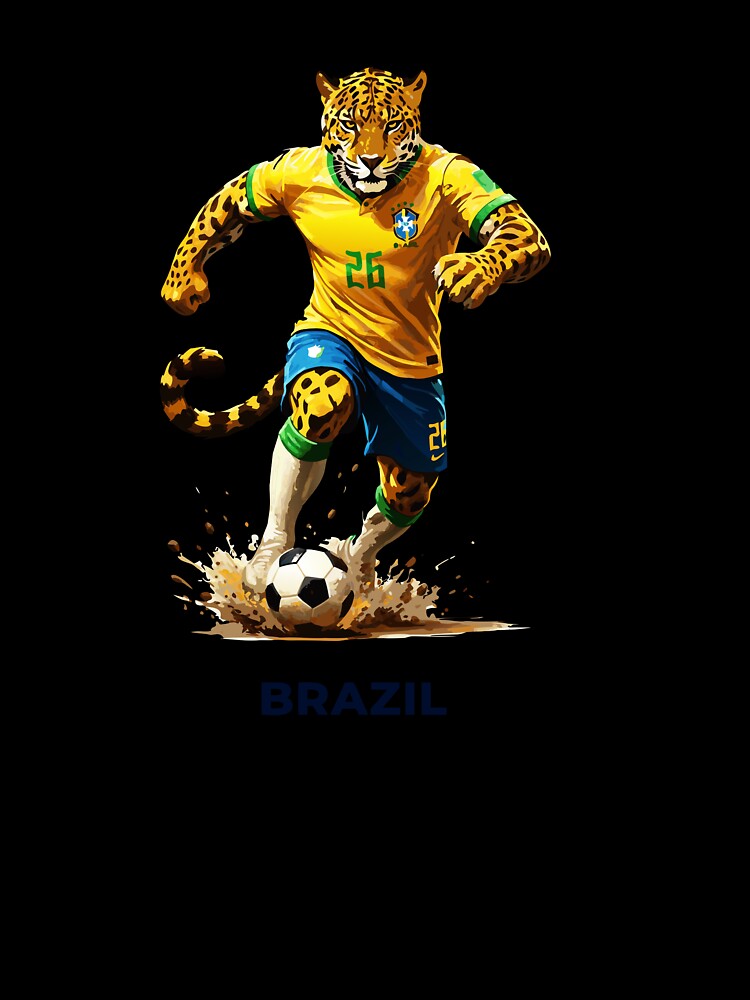 Brazil Soccer Mascot Jaguar National Team Football 2026 Art by Cipher & Soul Unisex , , , Long Sleeve Tee