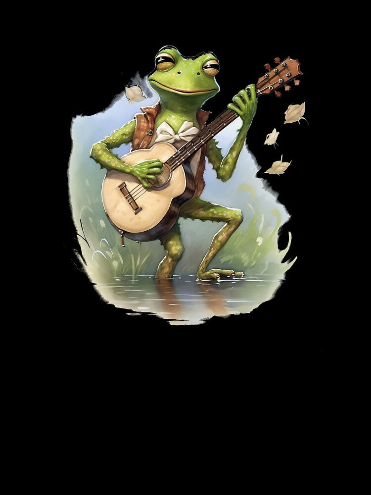 Frog playing guitar in the water by Remek-Design