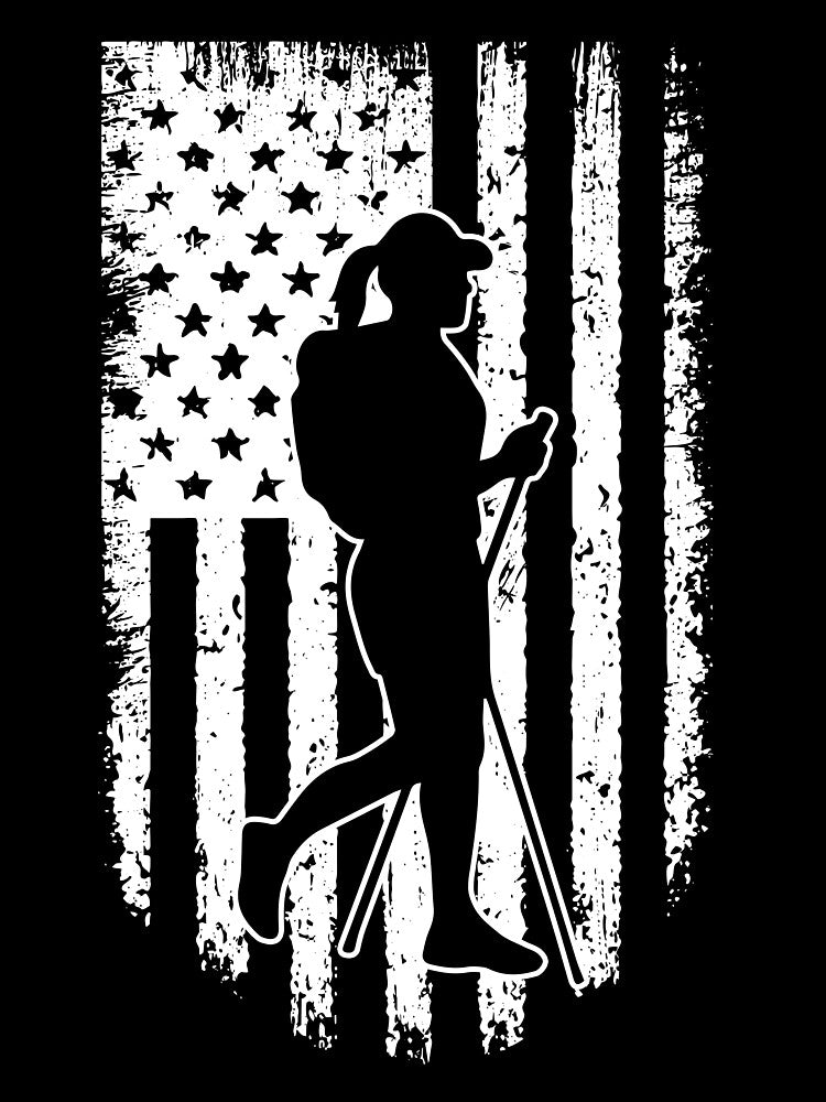 Hiking American Flag Retro White by VannaShanha