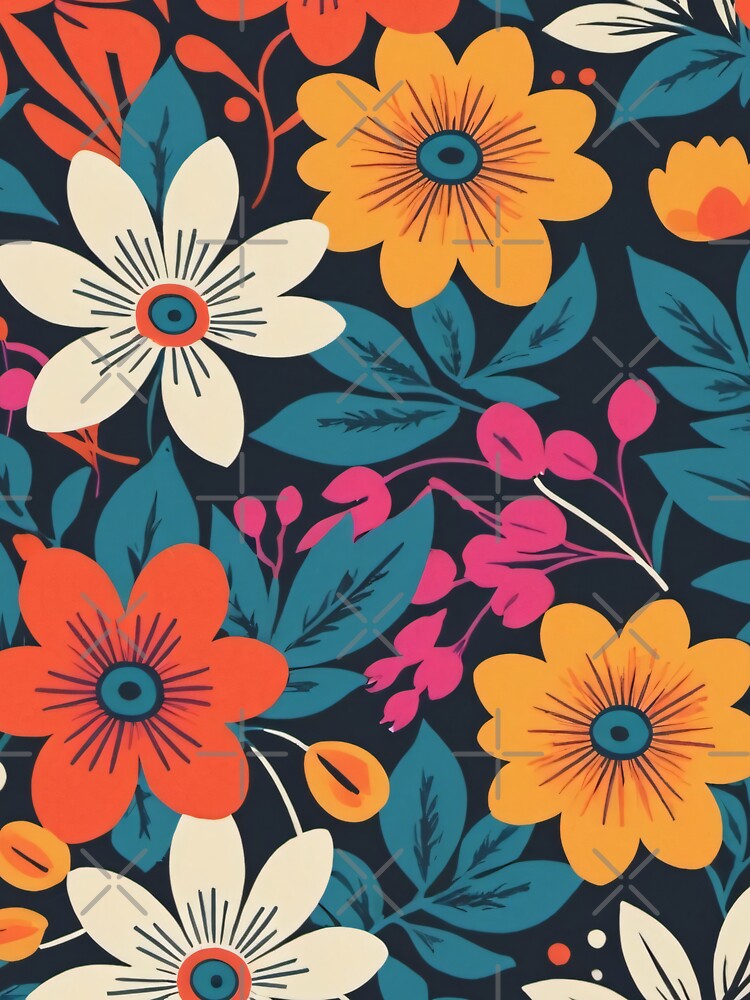 Vibrant Modern Floral Pattern by SeamPix Unisex , , , Long Sleeve Tee