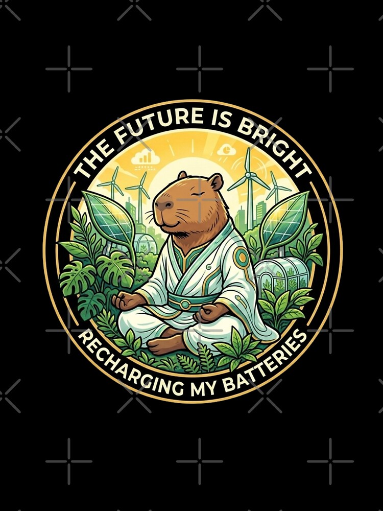 Solarpunk Capybara - Future Optimist Zen Sustainability by nbg2012