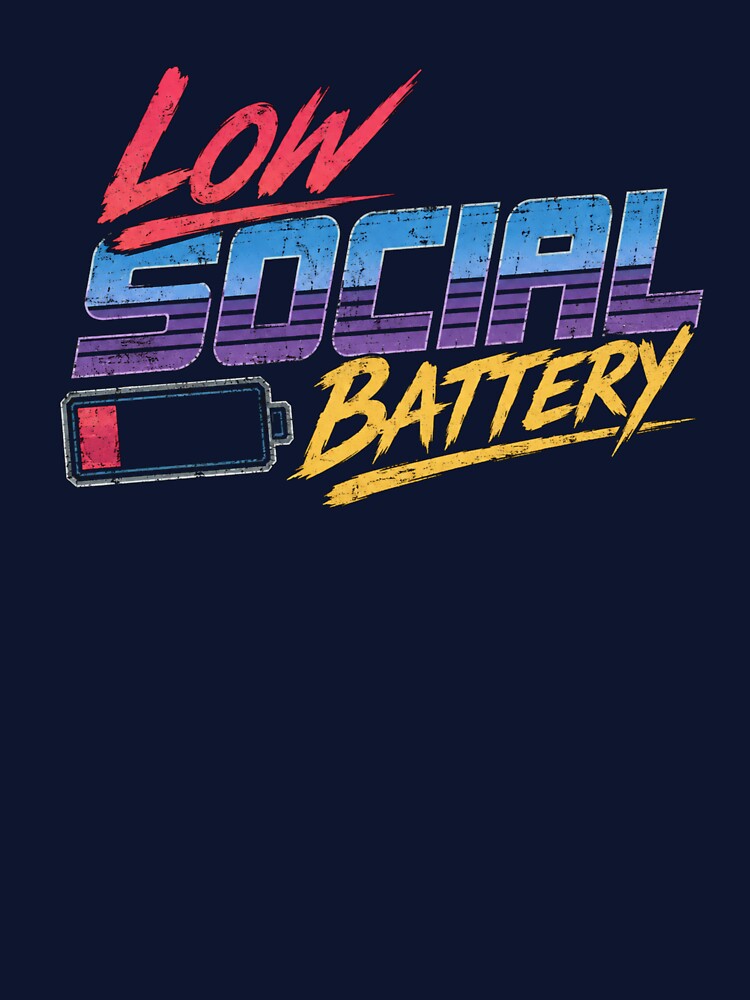 Low Social Battery | Retro 80s Neon Graphic Tee by DNHZstore