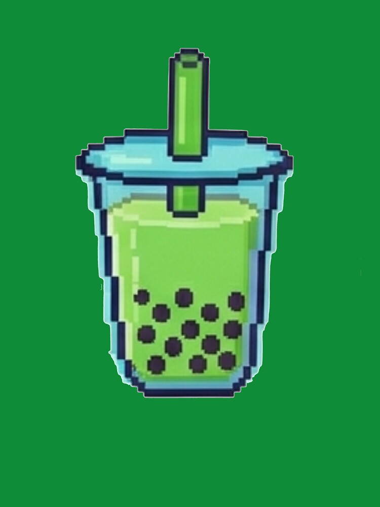Cute Green Matcha Boba Pixel Art Bubble Tea by Rehnair