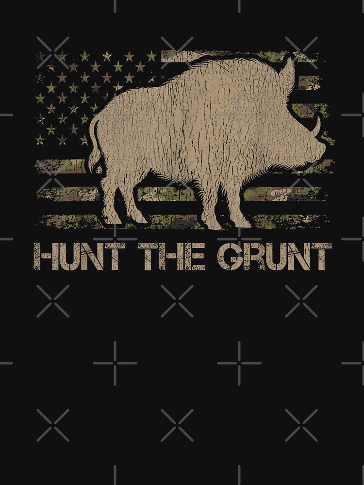 Hog Hunting Hunt The Grunt American Flag by goombi-creative
