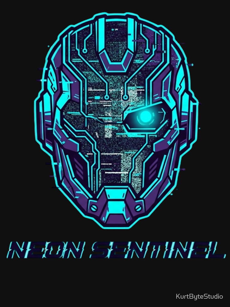 Neon Sentinel Cyber Guardian Hacker Shirt Design by KurtByteStudio