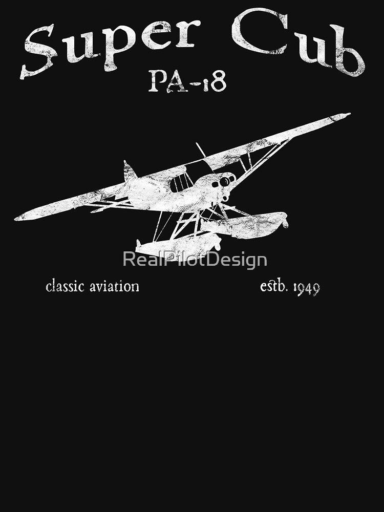 PA-18 Super Cub on Floats Classic Vintage Design by RealPilotDesign