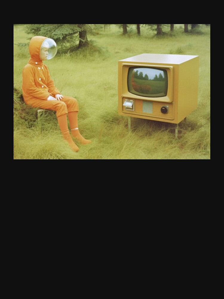 Retro Astronaut and Vintage TV in Field by Dragonmotor Media